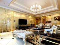Phòng khách tại chung cư D’.Palais de Louis – Tân Hoàng Minh đẹp thu hút với trần thạch cao cổ điển 